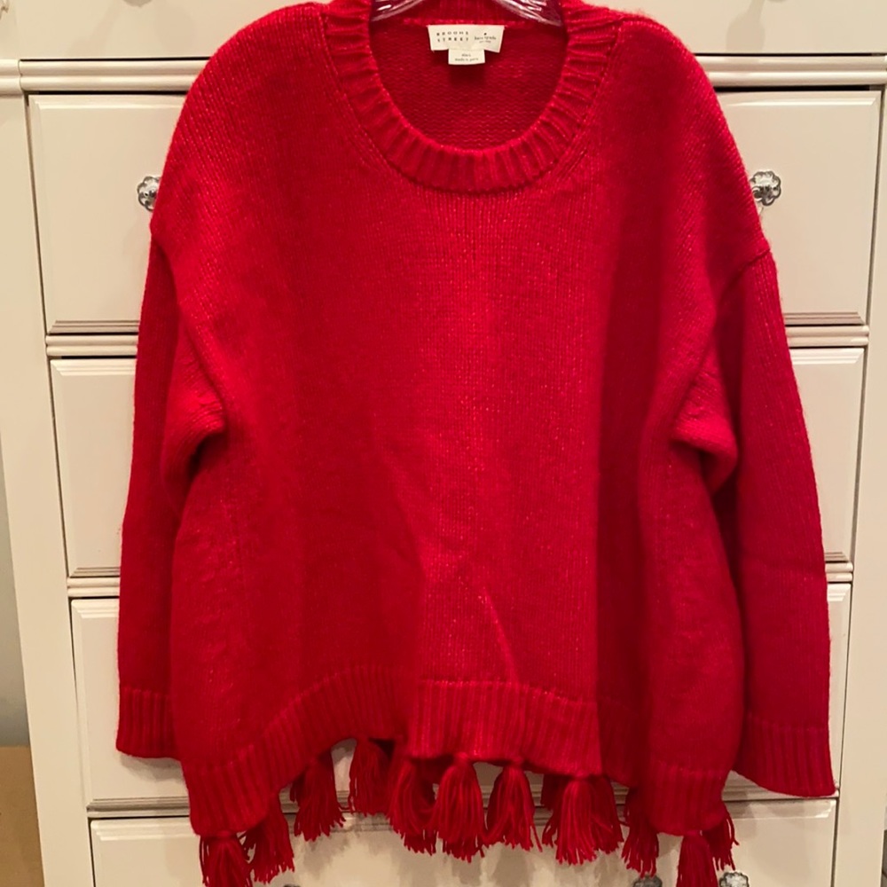Kate Spade red tassel sweater size L